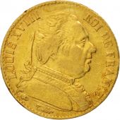 France, Louis XVIII, 20 Francs, 1815, Paris, EF(40-45), Gold,KM706.1,Gadoury1026