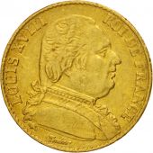 France, Louis XVIII, 20 Francs, 1815, Perpignan, VF(30-35), Gold, KM 706.5