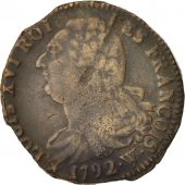 France, Louis XVI, 2 sols franois, 2 Sols, 1792, Arras, VF(20-25), Bronze