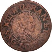France, Louis XIII, Double tournois, buste juvnile, 1626, Riom, Gadoury 9