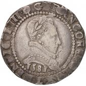 Henri III, Franc au Col Plat, 1581, Bayonne, EF(40-45), Silver, Sombart 4714