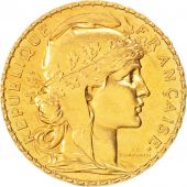 France, Marianne, 20 Francs, 1907, MS(60-62), Gold, KM:857, Gadoury:1064a