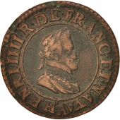 France, Henri IV, Double Tournois, 1599, Paris, EF(40-45), Copper, Sombart:4184