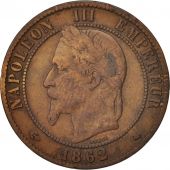 France, 10 Centimes, 1862, Paris, VF(30-35), Bronze, KM:798.1, Gadoury:253