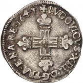 France, Louis XIV, 1/4 cu, frapp au marteau, 1647, Bayonne, TTB, Gadoury 136