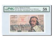 France, 10 NF/1000 Francs Richelieu 1957, PMG Ch AU 58, Pick 138