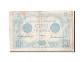 France, 5 Francs, 5 F 1912-1917 Bleu, 1912, KM:70, 1912-08-09, VF(20-25),...