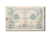 France, 5 Francs, 5 F 1912-1917 Bleu, 1916, KM:70, 1916-10-10, VF(20-25),...