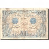 France, 20 Francs, 5 F 1912-1917 Bleu, 1912, KM:68b, VG(8-10), Fayette:10.2