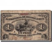 Argentina, 1 Peso, 1869, KM:S481a, 1869, VF(20-25)