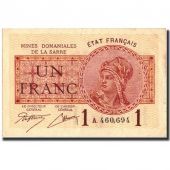 Saar, 1 Franc, 1947 Sarre, 1920, 1920, KM:2, TTB, Fayette:VF51.1