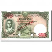 Banknote, Thailand, 20 Baht, 1953, Specimen TDLR, KM:77s, UNC(65-70)