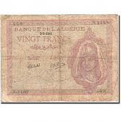 Algeria, 20 Francs, 1942-1943, 1945-02-02, KM:92b, VG(8-10)
