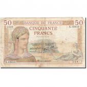 France, 50 Francs, 1933, 1940-02-22, KM:85b, B+, Fayette:18.39