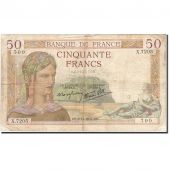 France, 50 Francs, 1933, KM:85b, 1937-12-02, VF(20-25), Fayette:18.5