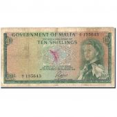 Malte, 10 Shillings, 1949, 1963, KM:25a, B