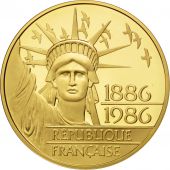Vme Rpublique, 100 Francs Statue de La Libert 1986 Qualit BE en or, KM 960b