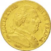 Louis XVIII, 20 Francs or buste habill 1815 Bayonne fleur horizontale, KM 706.4