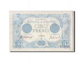 France, 5 Francs Bleu type 1905 Lion Invers, 07-1916,KM:70,TTB,Fayette 2bis.4