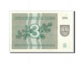 Lithuania, 3 (Talonas), 1991, KM:33b, NEUF