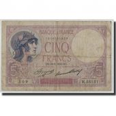 France, 5 Francs Violet, KM:72e, Fayette:3.17, 1933-05-18, B+