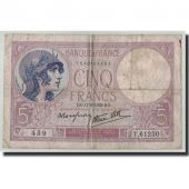 France, 5 Francs Violet, KM:83, Fayette:4.6, 1939-08-17, B+