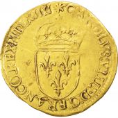 Charles IX, cu d'or au soleil, 1er type, 1564, La Rochelle, faut, Sombart 4904