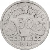 tat franais, 50 centimes Bazor, 1943, Poids fort, trs rare, KM 914.1