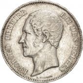 Belgique, Lopold Ier, 5 Francs tte nue, 1858, Rare, KM 17