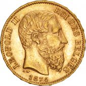 Belgique, Lopold II, 20 Francs, 1874, KM 37