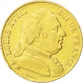 Louis XVIII, 20 Francs or buste habill, 1814 Q, Perpignan, Gadoury 1026