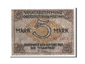 Allemagne, Kattowitz, 5 Mark, machine, 1921, 1921-03-16, NEUF, Mehl:681.1a