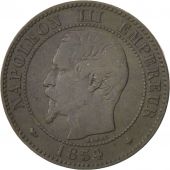 Second Empire, 2 Centimes Napolon III tte nue, 1854 BB, Strasbourg, Gadoury 103