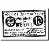Billet, Allemagne, Darmstadt, 10 Pfennig, place, 1920, 1920-12-15, SPL