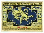 Banknote, Germany, Weimar, 75 Pfennig, personnage, 1921, 1921-08-01, UNC(63)