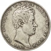 Italie, Sardaigne, Charles Albert, 5 Lire, 1843 P, Gnes, KM 130.2