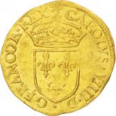 Charles IX, cu d'or au soleil, 1er type, 1568 B, Rouen, Sombart 4904
