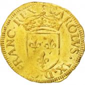 Charles IX, cu d'or au soleil, 1er type, 1566 B, Rouen, Sombart 4904