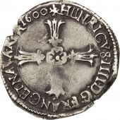 Henri IV, 1/4 cu croix feuillue de face, 1600 T, Nantes, Sombart 4686