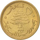 Lebanon, 5 Piastres, 1961, MS(63), Aluminum-Bronze, KM:21