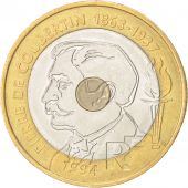 France, Pierre de Coubertin, 20 Francs, 1994, MS(60-62), Tri-Metallic, KM:1036