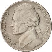 tats-Unis, Jefferson Nickel, 5 Cents, 1948 Philadelphie, TTB, KM:A19