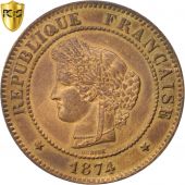 Third Republic, 5 Centimes Crs, 1874 K (Bordeaux), PCGS MS64RB, KM 821.2