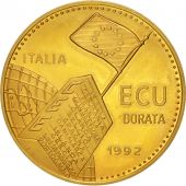 Italie, European coinage test, 1 ecu, Politics, Society, War, Medal, 1992, SU...