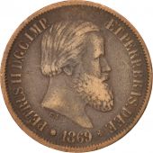 Brazil, Pedro II, 20 Reis, 1869, VF(30-35), Bronze, KM:474