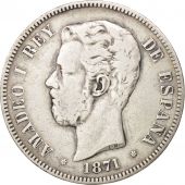 Spain, Amadeao I, 5 Pesetas, 1871, Madrid, VF(30-35), Silver, KM:666