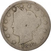 tats-Unis, Liberty Nickel, 5 Cents, 1892, U.S. Mint, Philadelphia, B+, Copp...