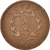 FRENCH STATES, ANTWERP, 10 Centimes, 1814,TB+, Bronze, KM:7