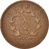 FRENCH STATES, ANTWERP, 10 Centimes, 1814,TB+, Bronze, KM:7