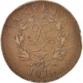 FRENCH STATES, ANTWERP, 10 Centimes, 1814, VF(20-25), Bronze